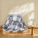 forestfish Wearable Blanket Compact Pillow 2-in-1, Lap Blanket Poncho with Button Plaid Throw Cushion for Home Office Sofa