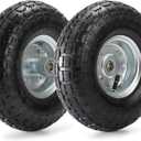 Yarlung 2 Pack Pneumatic Air Filled Tires, 10 Inch Tire Wheel for Hand Truck, 4.10/3.50-4" Heavy-Duty Replacement Wheels for Garden Cart, All Purpose Utility Cart, 2.25"Offset Hub, 5/8"Bearings