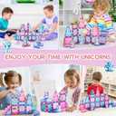 Unicorn Magnetic Tiles 49pcs Magical Unicorn Toys for Girls Aged 4-8, Magnetic Building Blocks, STEM Construction Toy with 4 Unicorn Dolls and Dragon, Diamond 3D Educational Gift for Girls & Boys
