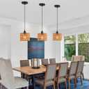 Woven Pendant Light Boho Chandelier, Rattan Pendant Lights Kitchen Island, Farmhouse Pendant Lighting with Hand Woven Wicker Shade, Boho Chandelier Light Fixtures Ceiling Hanging Light