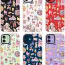 for iPhone 12 Case, Party Time Collage Pattern with Girly Pink Dogs & Cocktails, Military-Grade Drop Protection, Girly Pink Soft Slim TPU Protective & Camera Protection for Women Girls