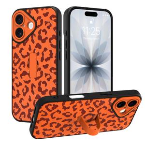 MOWIME Compatible with iPhone 17 Case with Finger Strap, Cheetah Print Shockproof Soft TPU Protective Cover for Women Girls, Anti Scratch Case for iPhone 17 6.3 Inch, Orange