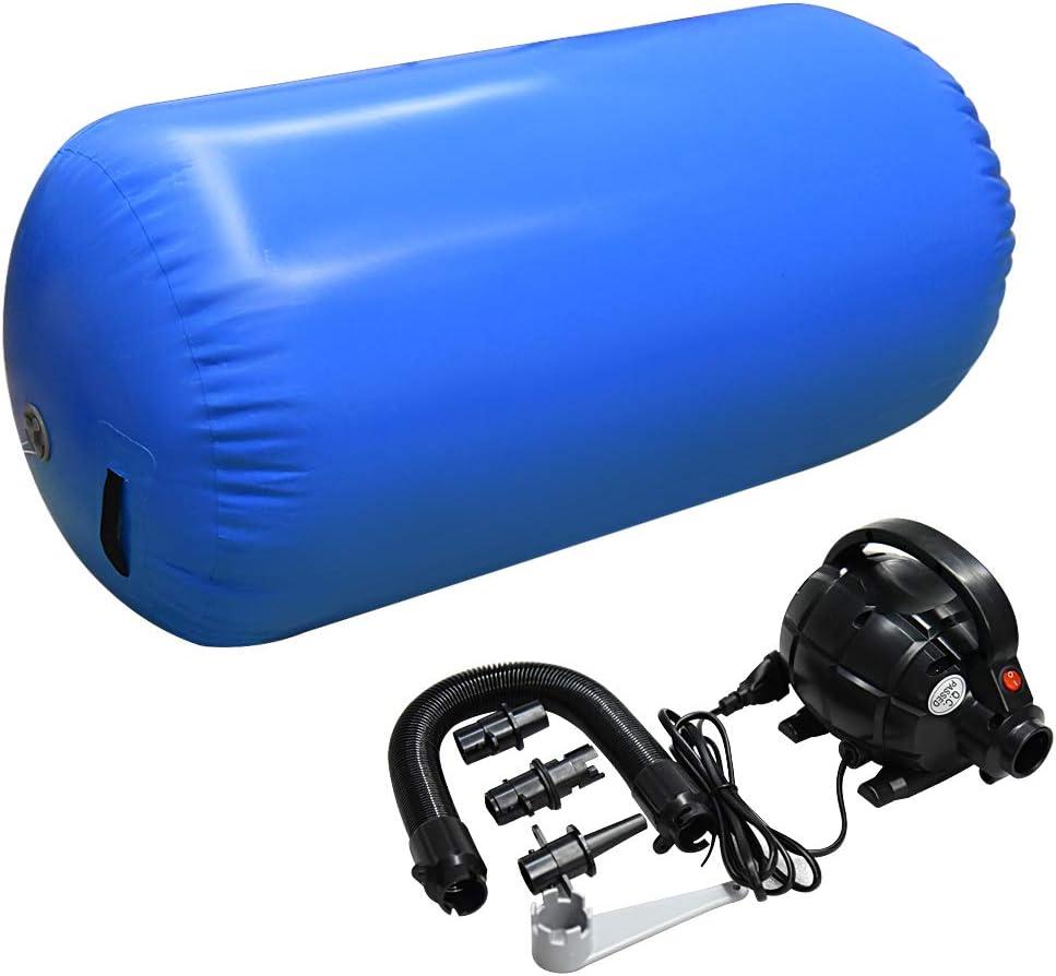 GLANT Air Mat Tumble Track AirSpot - Gymnastics Training Springboard - Round Inflatable Springboard ((Diam)29.5in*H47.3in, Air Roller-Royal BlueWIth Pump)