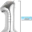 Silver One Balloon for First Birthday 22pcs, Number 1 Balloon, 40 Inch Silver One Balloon with Blue White Balloons for First Birthday, Boy 1st Birthday Balloons, Large Big Silver 1 Balloon