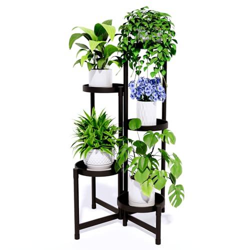 CADANI 5-Tier Metal Plant Stand Indoor Outdoor - Decoration flower Stand for House Living Room Balcony Garden Patio - Black