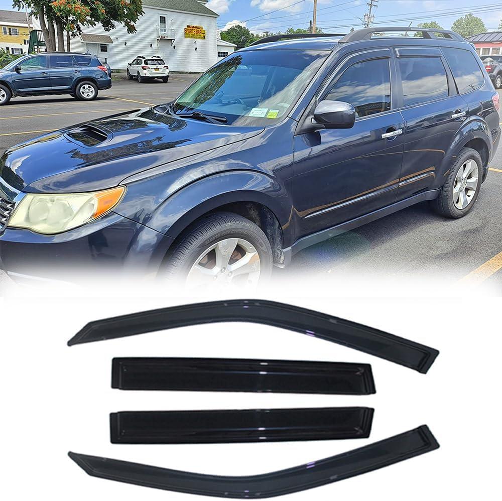 94089 Side Window Wind Vent Deflector,4pcs Outside Mount Tape-On Nice Sun Rain Guards Set,Window Visor fit for 2009-2013 Subaru Forester
