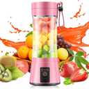 Portable Blender Make Shakes and Smoothies - USB Rechargeable Personal Size Mini Blender Freshly Squeezed, 380Ml BPA Free Travel Cup in Picnic/Office/Gym, Pink
