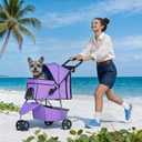 BestPet | 3-Wheel Pet Stroller | Purple | Foldable Dog and Cat Stroller