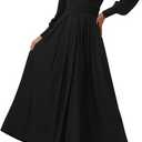BTFBM Womens Long Sleeve Maxi Dress Fall 2025 Casual V Neck Knit A Line Flowy Pockets Elegant Party Wedding Guest Dresses