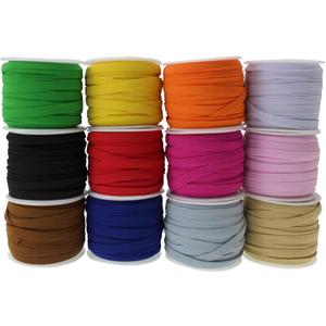 Assorted-Color Elastic Band for Sewing - 180 Yards 1/4 Inch Stretch Bands for Clothes, Waistband Elastic, Bias Tape, Crochet Accessories - Thin Elastic Cord & Straps for Crafts & DIY Projects