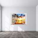 Beach Fake Window Wall Sticker Mural Wall Decal Stick and Peel - 48"x32"