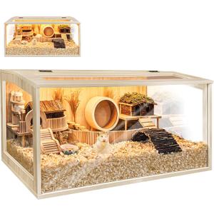 Hamster Cage Chewproof, Large Hamster Cages and Habitats, Openable Top with Acrylic Sheets, Solid Built