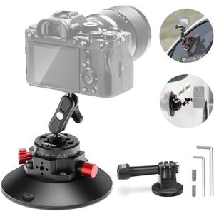 NEEWER 6"/15.2cm Camera Suction Cup Mount with Ball Head Magic Arm, Metal Suction Cup Mount on Car Windshield Dash for Camera/Action Camera/Phone Holder, with 1/4" & 3/8" Mounting Holes for ARRI