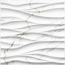 STICKGOO Wave Panels for Interior Decor, White Marble Mixed Gold Thread 3D Accent Wall, Decorative PVC Panels for Living Room Bedroom TV Background