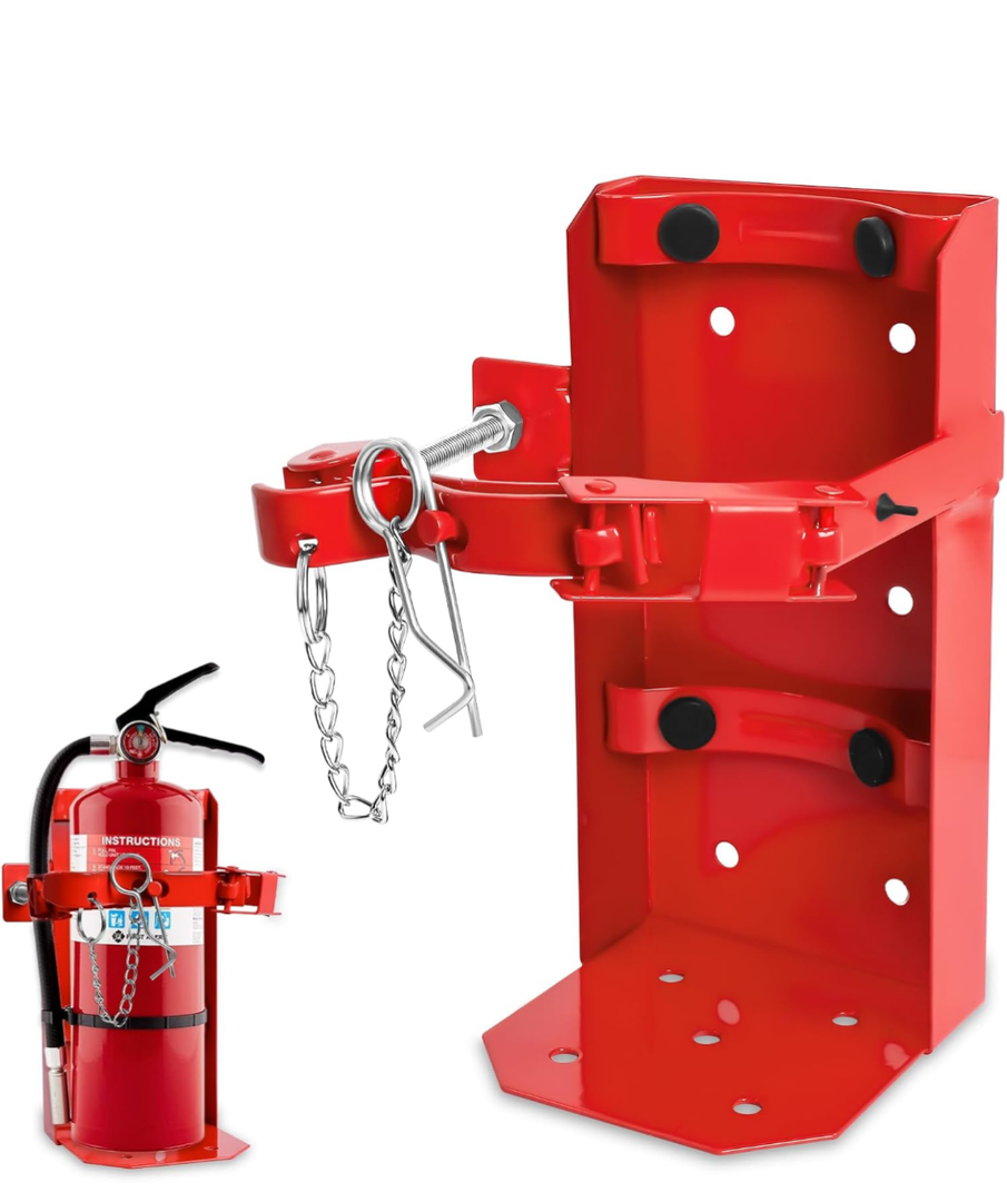 Fire Extinguisher Mount for 5 lb & 10 lb Extinguishers– Heavy-Duty ST12 Steel Wall Bracket, Rust-Resistant Powder-Coated Finish, Adjustable Straps, Replaces Amerex 809, Ideal for Home, School, Garage