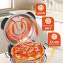 Electric Pizza Oven Indoor with Glazed Ceramic Stone, 12-Inch Portable Countertop Pizza Maker with Adjustable Timer, 1200W Heat up to 800F Pizza Maker with Viewing Window for Home DIY Pizza
