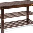 Homemaid Living Bamboo 3 Tier Shoe Rack Bench, Premium Shoe Organizer or Entryway Bench, Perfect for Shoe Cubby, Entry Bench, Bathroom Bench, Entryway Organizer, Hallway or Living Room(Brown)