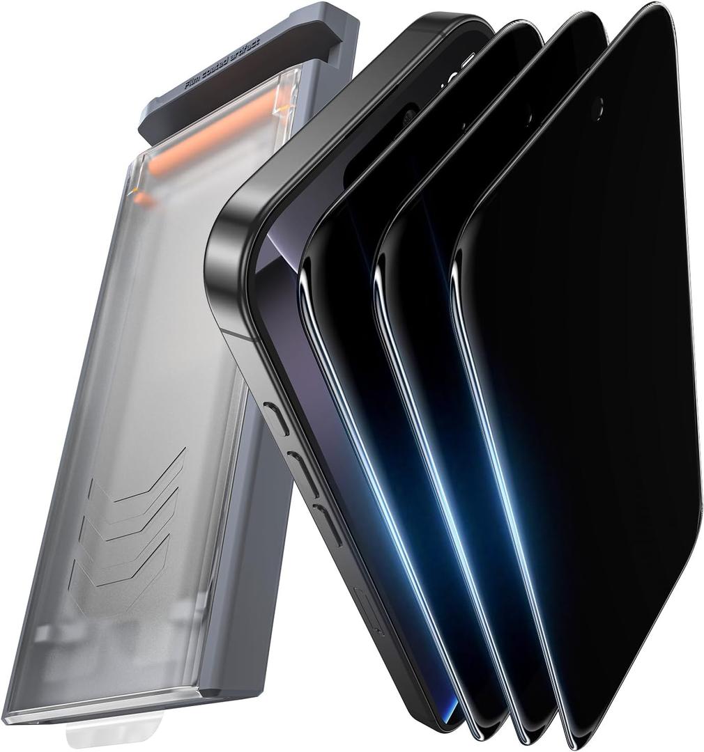 3 Pack for iPhone 16 Tempered Glass Privacy Screen Protector, Dust Free CABIN, Auto Positioning, Bubble Free, Privacy Protection, Easy Installation,9H+ Hardness