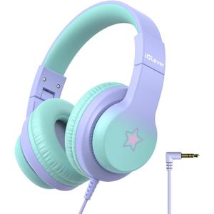 iClever HS19S Kids Headphones, 85dBA Safe Volume Limiter - Over Ear Stereo Headphones for Kids Boys Girls, Foldable 3.5mm Jack Wired Headphone for iPad/Tablet/School/Travel