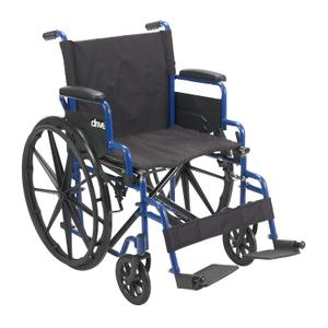 Drive Medical Blue Streak Lightweight Wheelchair, Footrests, 18" Seat