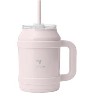 REDUCE Reusable 50 oz Cold1 Water Tumbler  Ergonomic Handle  Double-Wall Insulation  Sturdy Desktop/Tabletop Mug with Lid and Straw  BPA-Free  Stainless Steel for Gym, Home, or Office Cotton