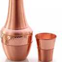 Pure Copper Water Carafe with Tumbler  1.4L (47.3 oz) Bedside Copper Flask for Drinking Water, Ayurveda Health Benefits