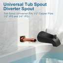 Universal Tub Spout for 1/2" Copper Pipe, 1/2" IPS and 3/4" IPS, Bathtub Faucet with Diverter and Adapter and Hex Wrench (Matte Black)