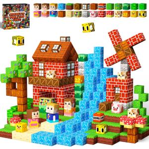 idoot 100PCS Magnetic Building Blocks for Kids, Magnetic Cube Game for Boys and Girls, STEM Sensory Building Toys for 3 4 5 6 7 8 9 10 11 12 Year Old Christmas Birthday Gifts