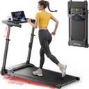 TOPUTURE Walking Pad with Adjustable Handle Bar & Incline, Foldable Treadmills for Home, Portable Walking Pad with Desk, LED Display & App and Remote Control