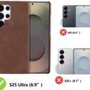 SOKAD Leather Case for Samsung Galaxy S25 Ultra Compatible with Magsafe, Vintage Elegant Design for Men Women, Thin Slim Half-Wrap Anti-Slip Protective Phone Case for Galaxy S25 Ultra, Brown