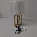 TABLE LAMP WOOD AND WHITE LINEN