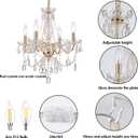 AMZASA Plug in Crystal Chandelier,French Country Gold Crystals Chandelier Pendant Lighting, 4 Light Glass Crystal Light for Living Room, Wedding, Island, Bedroom, Hallway,Foyer,Electroplating