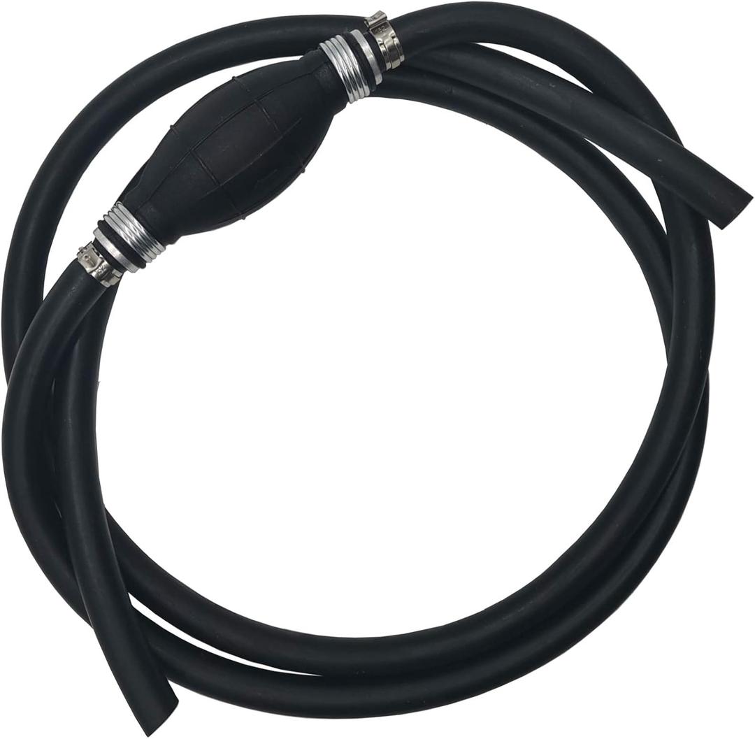 TIHOOD 6FT Fuel Line Assembly 3/8" Inner Dia 5/8" Outer Dia Hose Line Marine Outboard Boat Motor RVs Fuel Assembly with Primer Bulb Steel Hose Clamps (cut-off)