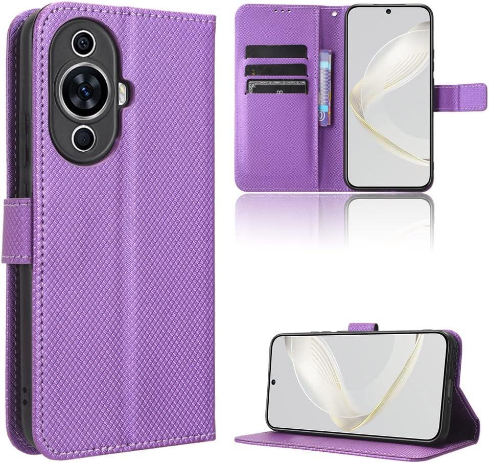 Compatible with Huawei Nova 12s Leather Case Cover,Compatible with Huawei Nova 12 Lite Leather CasePU Leather flip Cover Compatible with Huawei Nova 11 FOA-AL00 Case Cover Purple