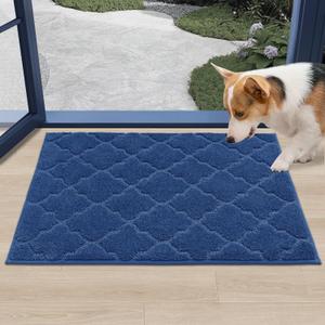 COSY HOMEER Door Mat Non-Slip Entryway Mats for Indoor Use, Absorbent Doormat for Front Door, Washable Low Profile Entrance Mat, 24"x36", Blue (Blue (Soft Lozenge))