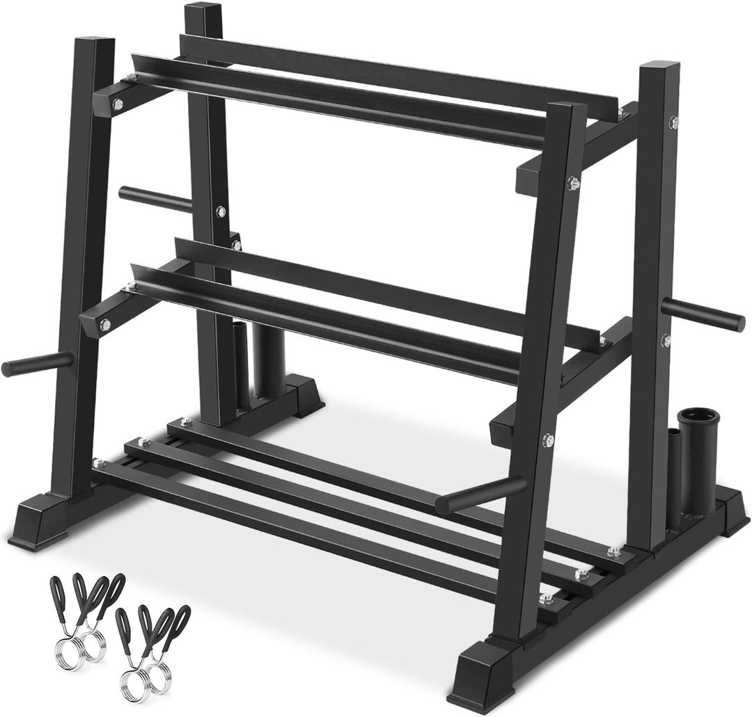 Dumbbell Rack, Bongkim Dumbbell Set with Rack Stand, Dumbbells Weights Rack for Home Gym, Weight Rack for Dumbbells, Kettlebells, and Weight Plates 1100LBS (black)