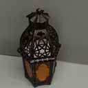 NEEDOMO 12.8'' Moroccan Lanterns Decorative Indoor & Outdoor, Vintage Christmas Candle Holder, Metal Lanterns Decorative, Table, Patio, Porch, Shelf, Christmas Spring Halloween Home Decor (Amber) (Large)