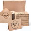BEST PAPER GREETINGS 120 Pack 3.5x5-inch Bulk Kraft Thank You Cards with Envelopes - Blank Appreciation Gift Notes for Wedding, Teachers and Kids