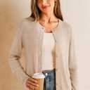 Arach&Cloz Women's Wool Blend Lightweight Business Casual Cardigan Sweaters Tops (Beige, S)