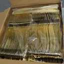 N9R 500PCS Gold Plastic Silverware - Gold Plastic Cutlery Set Disposable Flatware Dinnerware -200 Forks, 150 Spoons, 150 Knives for Party, Birthday, Wedding Utensils