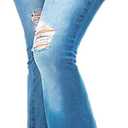 70s Bell Bottom Jeans for Women Elastic High Waisted Raw Hem Denim Pants Classic Vintage Flared Jeans (X-Large, Blue)