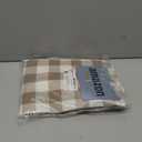 Smiry Rectangle Picnic Table Cloth, Elastic Waterproof Fitted Vinyl Tablecloths, Flannel Backed Buffalo Plaid Table Covers for Dining, Camping, Outdoor (White and Khaki, 30" x 72")