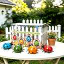 Metal Garden Wall Art Decorative Set of 4 Cute Ladybugs Outdoor Wall Sculptures