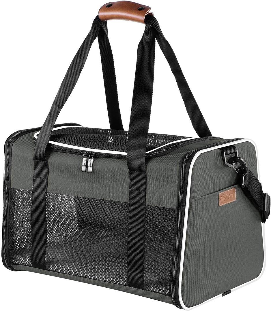 Cat Carrier - Portable Foldable Dog Pet Carrier, Soft-Sided Pet Bag up to 28 Lbs, Airline Approved Travel Puppy Carrier (19.7"L x 12"W x 12"H, Brown)