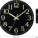Wall Clock - 12 inch Glow in the Dark Wall Clocks Battery Operated Black Wood Silent Wall Clock Non-Ticking Analog Luminous Clock for Living Room Bedroom Office Kitchen Classroom Bathroom