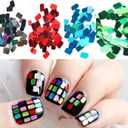2 x Laser Square Glitter Nail Art Sequins, Holographic 3D 12 Colors Glitter Flakes Design, Rectangle Shape Nail Shiny Supplies for Women Girls Manicure Powder Charms Decorations, DIY Resin Nail Art Tips