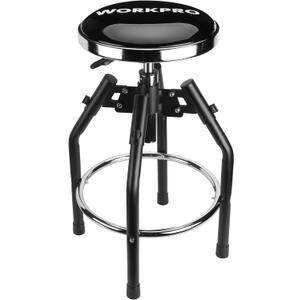 WORKPRO Heavy Duty Adjustable Hydraulic Shop Stool,Garage Bar Stool, 29in to 33.86in, 330-Pound Capacity, Black