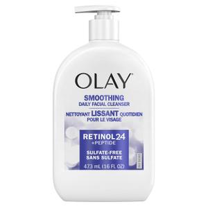 Olay Face Wash, Daily Facial Cleanser with Retinol, Peptides & Glycerin - Smoothing, Noursihes Skin Surface, Hydrates while Cleansing - Sulfate-Free, Paraben-Free, 16 Oz