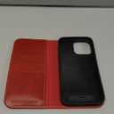 SHIELDON Case for iPhone 16 Pro Max 2024, Genuine Leather Foldable Wallet Case, Kickstand, RFID Blocking Credit Card Slots, Magnetic Protective Case Compatible with iPhone 16 Pro Max 6.9" - Retro Red