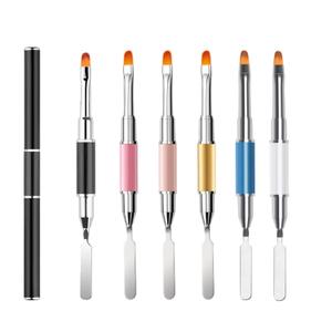 Dual-Ended Polygel Brush & Picker Brush, 2 IN 1 Design Poly Gel Nail Art Brushes Tool, Stainless Steel Manicure Spatula Builder for PolyGel UV Acrylic Nails Extension (6pcs)